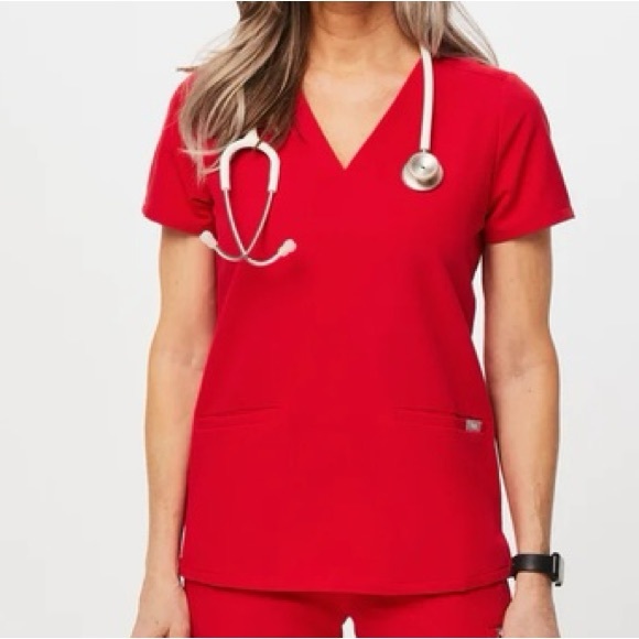 Figs Tops - Figs Pop Red Casma 3 Pocket Scrub Top Size Small RARE LIMITED EDITION!!